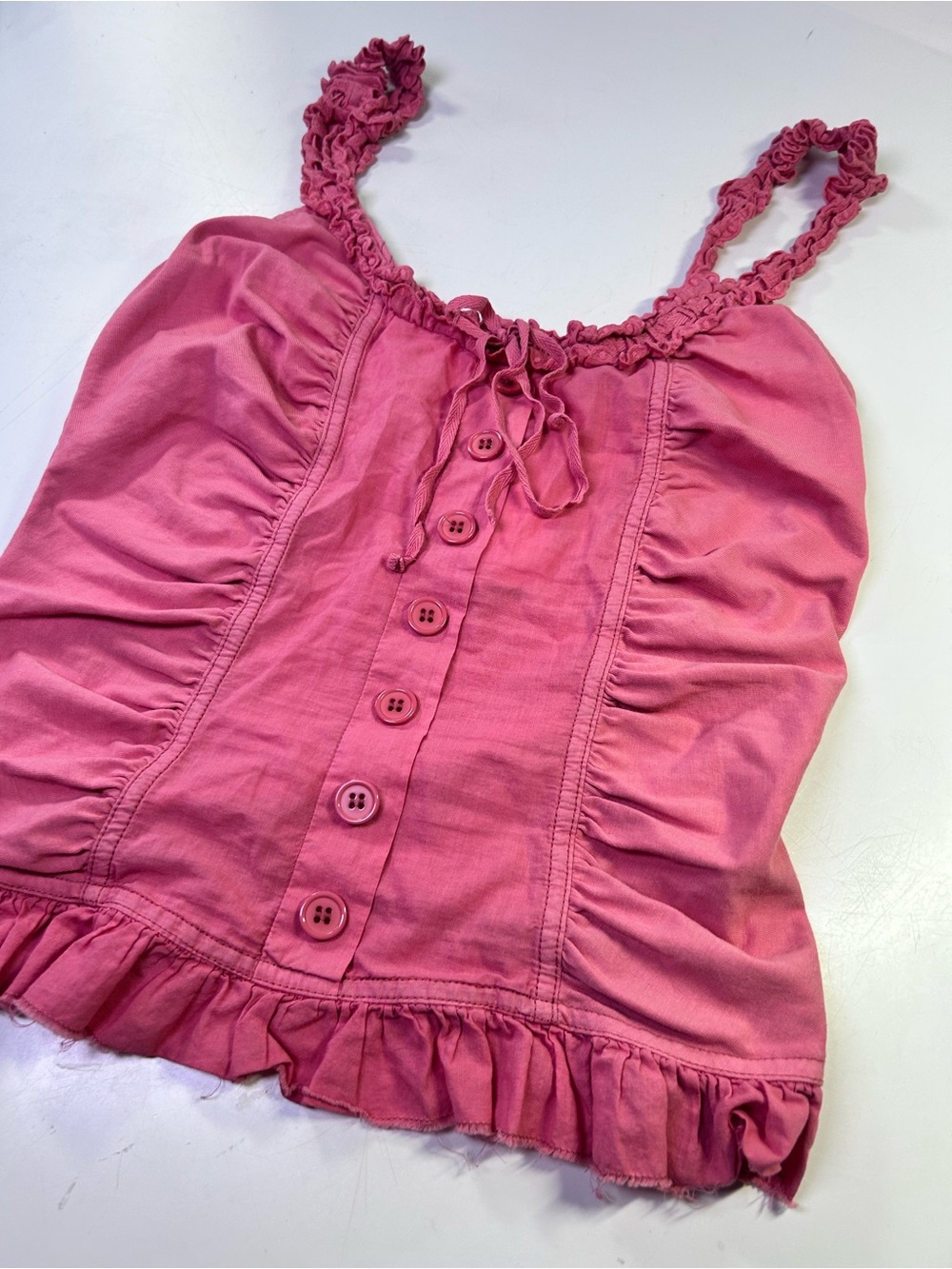 Kimchi Blue Aimee Ruffle Button-Front Corset Tank Top Coquette Size S Peach - Picture 13 of 13